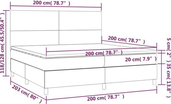 vidaXL Boxspring met matras - Stof - Zwart - 200x200 cm