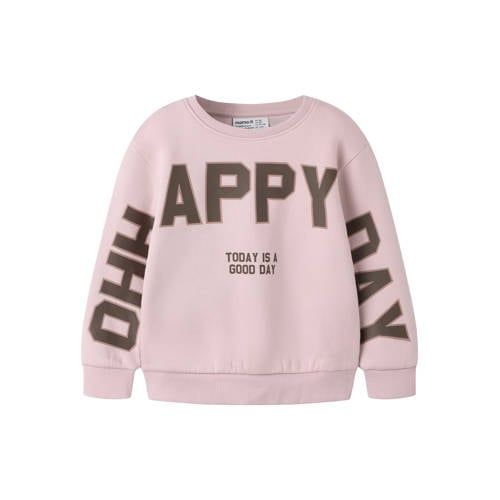 NAME IT MINI sweater met tekst - lichtroze