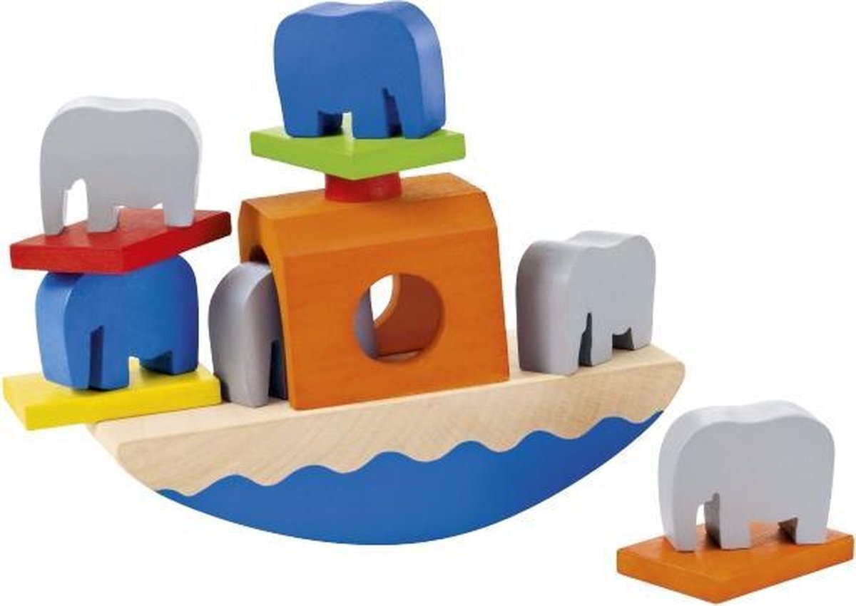 Selecta speelgoedboot Wippofant junior 15,5 cm hout 11 delig