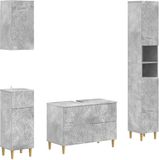 vidaXL - 4-delige - Badkamerkast - Set - DELFT - Betongrijs - Bewerkt - hout