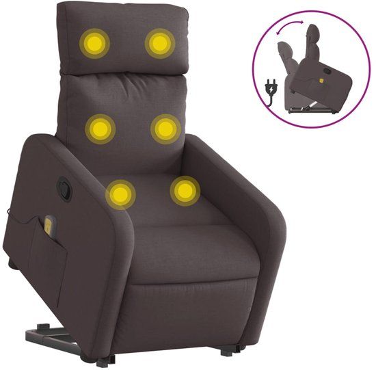 vidaXL Sta-op-massagestoel verstelbaar stof donkerbruin