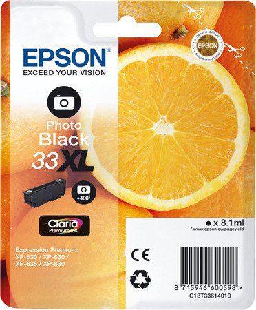 Epson 33XL PHBK - Zwarte inktcartridge - 400 pagina's - C13T33614020