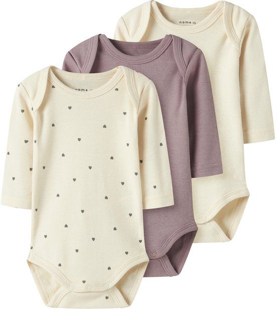 Name it Romper 3-pack Vrouwen Summer Sand 1 Gestreept 51% Biologisch katoen, 49% Katoen