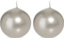 Trend Candles Bougeoir lisse - 2x - argent - 7 cm - 16 heures de combustion