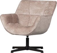 WOOOD Wibo Draaifauteuil - Taupe - Velvet - Industrieel
