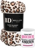 Bellatio Design Cadeau moeder set - Fleece plaid/deken luipaard print met Trotse moeder mok