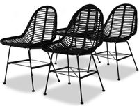 vidaXL Eetkamerstoelen 4 stuks natuurlijk rotan zwart