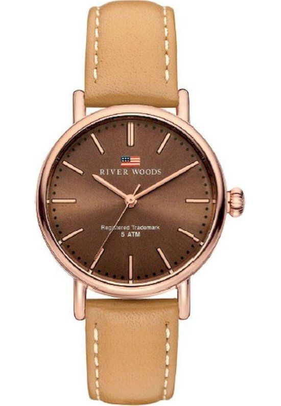 River Woods Oswego RW340019 Horloge - Leer - Bruin - Ø 34 mm