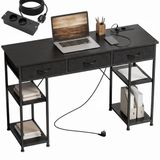 HOMCOM Bureau met planken - Spaanplaat - Zwart