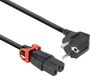 ACT C15 (recht met IEC Lock+) - CEE 7/7 (haaks) stroomkabel | 3x 1,00mm (rubber) | zwart | 1 meter