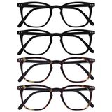 Opulize Bex 4 Stuks Mannen Leesbril Groot Mat Zwart Bruine Schildpad RRRR64-1122 +2,00