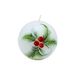 Elegante bolkaars, tafelkaars, decoratieve kaars, waskaarsen met kerstmotief, kerstkaars als bol van 8 cm met dennentakken en bessen, in wit, rood en groen.