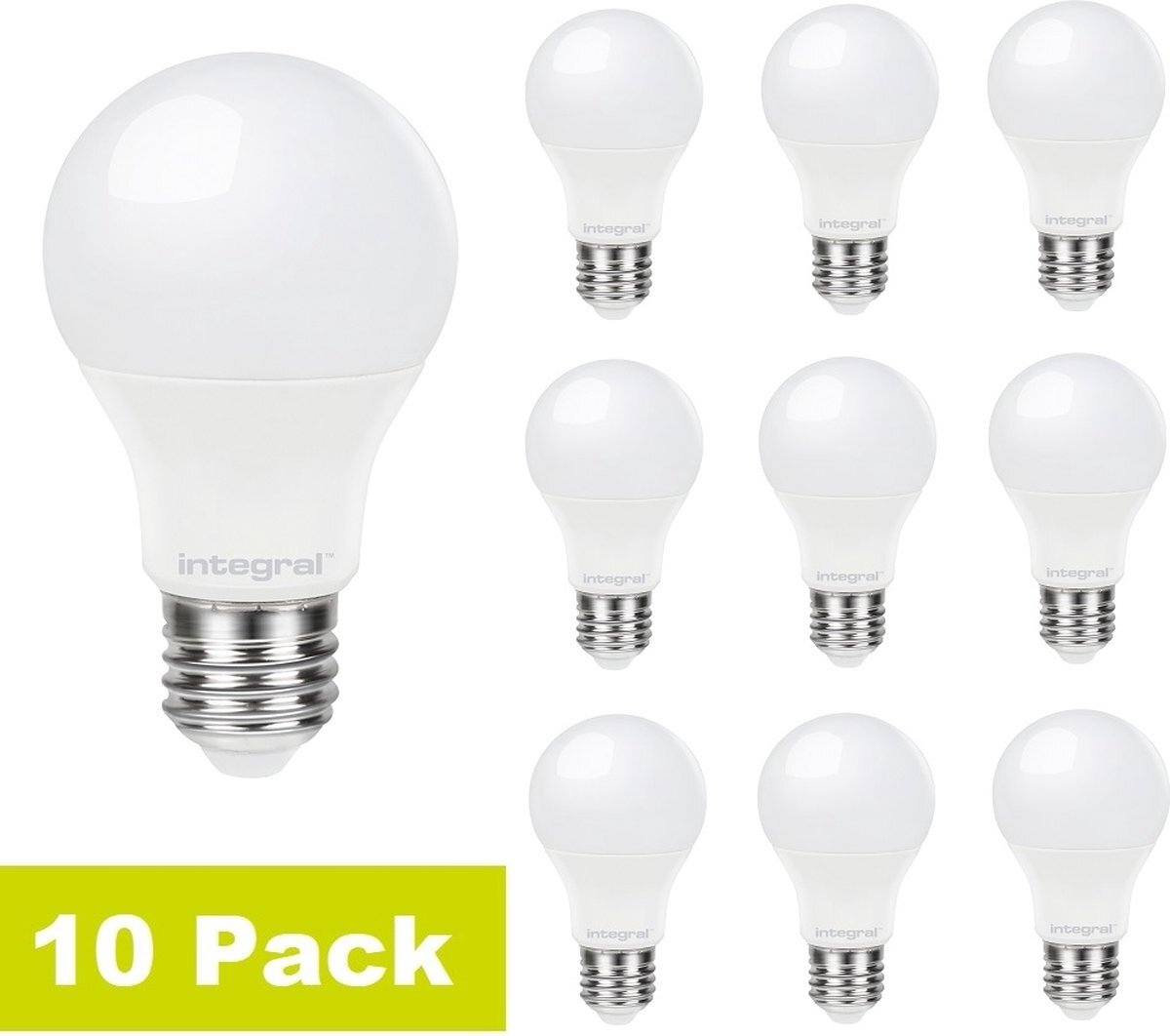 Integral LED 10 pack - - E27 LED lamp - 4,8 watt - 470 lumen - 2700K - Dag/nacht sensor - niet dimbaar
