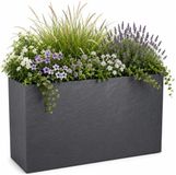 EDA Bloempot / plantenbak Basalt - kunststof - antraciet - 79 x 30 x 60 cm - dubbelwandig