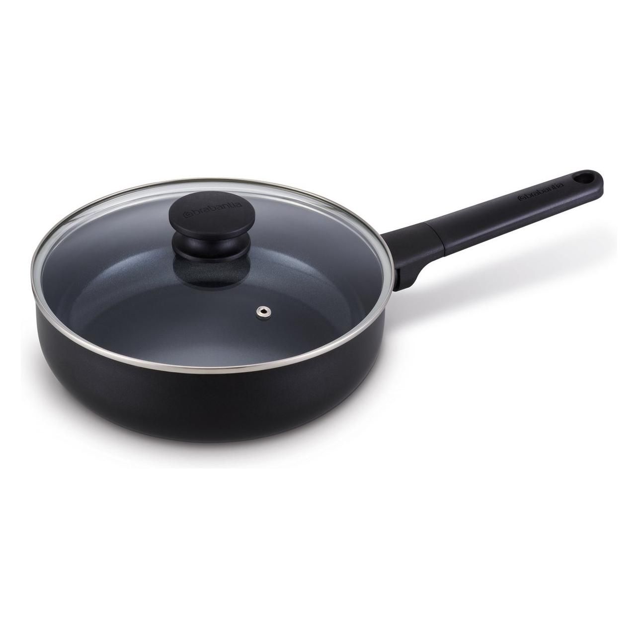 Brabantia VANTA Hapjespan met Glazen deksel - Ø 24 cm - Zwart