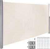 Terras windscherm rolgordijn zijluifel uitschuifbaar 180 x 300 cm crème wit