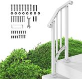 VEVOR Trapleuning voor 1-2 buitentreden, leuning, trap van koolstofstaal, met installatieset, voor ouderen, betonnen treden, veranda, terras, retro boog, wit