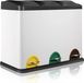 Poubelle de cuisine - Poubelle à 3 pédales pour tri des déchets - 6 litres - Inox - Fermeture douce - Fonction maintien ouvert - Fond antidérapant - Blanc