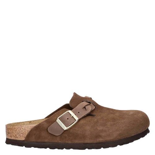 Birkenstock Boston Braided suède clogs bruin