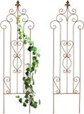 Relaxdays Trellis Metaal - Set van 2 - 116 x 35 cm - Klimplanten - Bruin