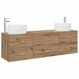 vidaXL Badkamermeubelset 3 st Artisanaal eiken 49,5 x 44,5 x 66 cm