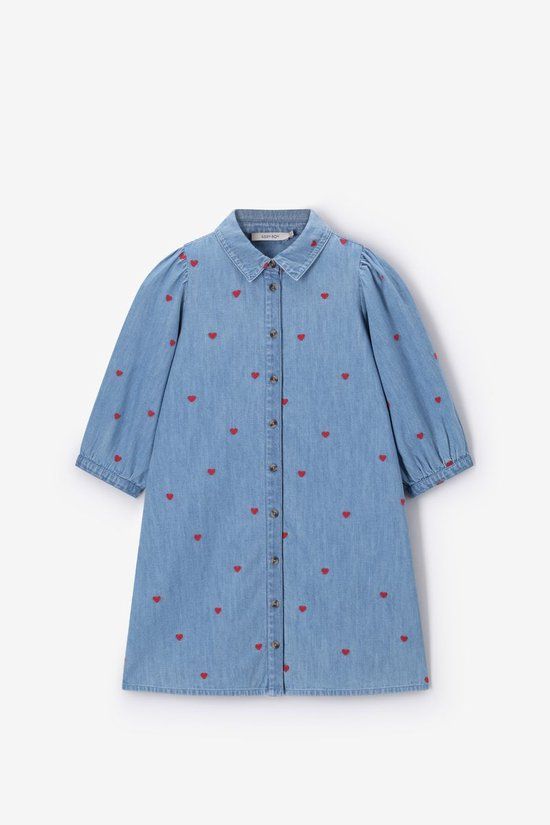 Sissy-Boy Blauwe denim jurk met hartjes