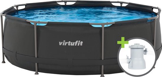 VirtuFit Rond Zwembad 244 cm - Zwembaden - Eenvoudig op te zetten - Incl. filterpomp en cartridge - Stevig en duurzaam ontwerp - Snelle installatie