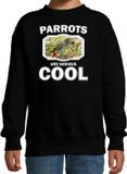 Bellatio Decorations Dieren papegaaien sweater zwart kinderen - parrots are serious cool trui jongens/ meisjes - cadeau grijze roodstaart papegaai/ papegaaien liefhebber - kinderkleding / kleding 98/104