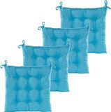 Anna's Collection Coussin de chaise matelassé - 4x - bleu clair - 38 x 38 cm