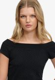 Superdry Athletic Off Shoulder Patroon Top Dames Zwart Dot Katoen Polyester Maat 10