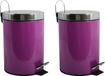 MSV Prullenbak/pedaalemmer - 2x - metaal - paars - 3 liter - 17 x 25 cm - Badkamer/toilet
