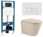 QeramiQ Dely Toiletset - Inbouwreservoir - Toilet suspendu - Céramique - Beige