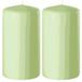 Enlightening Candles Cilinderkaars/stompkaars - 2x - lichtgroen - D6 x H10 cm - 36 branduren
