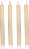 Magic Flame Bougies de dîner - LED - 4x pièces - blanc crème - 25 cm - avec paillettes