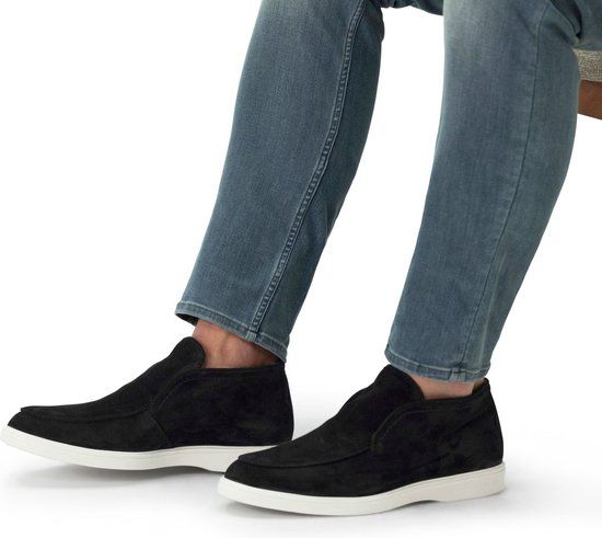 Manfield Zwarte suède Chelsea boots Heren Maat 44