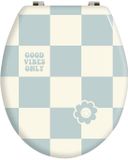 MSV Toiletbril – WC-bril van MDF met Roestvrijstalen Scharnieren – Klassieke WC Brillen met Antislip – Blauw