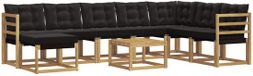 vidaXL - Hoek loungeset - 8 zitplekken - Wit en zwart - Acacia hout