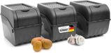Novaliv Aardappelbewaardoos | 3x groot 9L | ANTRACIETGRIJS | Uiendoos | Groentebox stapelbare aardappelbox uienopslag aardappelmand fruitcontainer aardappelbox voedselopslagcontainer