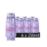 L'Oréal Paris Elvital Vochtinbrengende conditioner voor glanzend haar met hyaluron, Hydra Hyaluronic, 6 x 250 ml