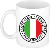 Bellatio Decorations Mok à café Italie - Drapeau - J'aime - 300 ml - Céramique