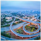 Merkloos / Sans marque PVC Schuimplaat - Kruisingen van Wegdek in China - 50x50 cm - Industrieel - Foto op Forex - Blauw/Groen/Grijs