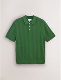 Next Heren Poloshirt van katoenrijk pointelle-breisel, normale pasvorm - Groen