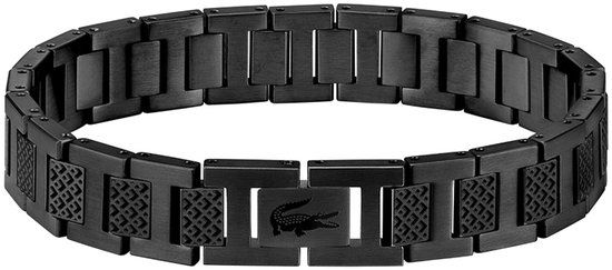 Lacoste METROPOLE Collectie Schakelarmband in roestvrij staal, versierd met petit piqué-patroon - Verkrijgbaar voor hem en voor haar