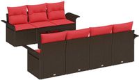 vidaXL Tuinbank - Set - 8-delig - Bruin - Polyrattan