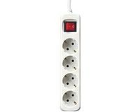 Silver Electronics 4-socket plugboard with power switch, White, 3m