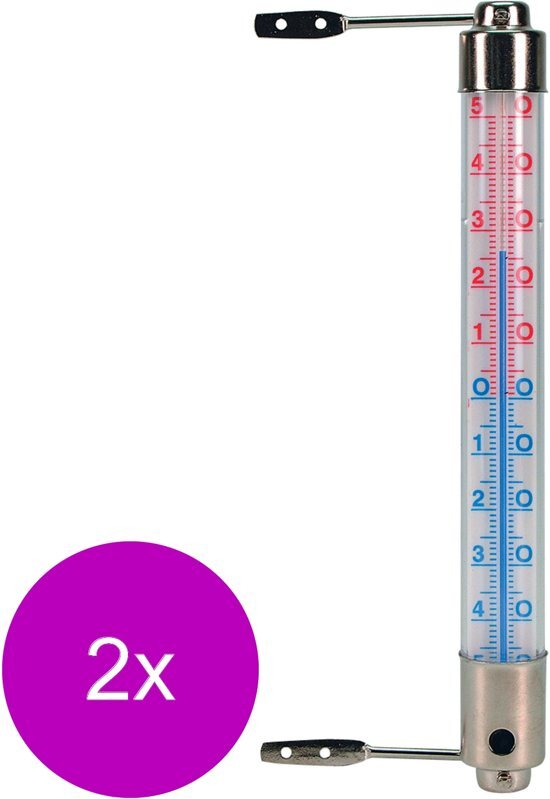 Nature Kozijnthermometer - Thermometer - 2 x 2.5x2.5x20 cm Metallic