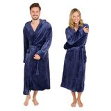 Blumtal Badjas Unisex - Dames en Heren Badjas - Fleece Badjas met Capuchon - met Zakken - Donkerblauw - Maat XL