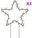 vidaXL Kerstverlichting ster 3 st met grondpinnen 50 LED's 29 cm