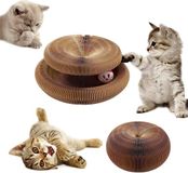 SDZHDMO Krabplank voor katten, Magic Organ krabplank voor katten, 2-in-1 krabplank voor katten met bel, Opvouwbare, handige krabpaal, duurzaam en recyclebaar, Krabpaal van karton voor katten