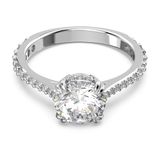Swarovski Constella cocktailring, ronde taille, pavéé, wit, gerhodineerd metaal